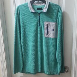 Southern Marsh Aqua Half Zip Lightweight Long sleeve Top. Oversized Medium.